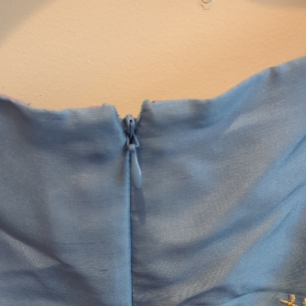 Ann Taylor Vintage 90s Y2K Minimalism Pure Silk Blue floral dress 16 Petite - Picture 7 of 11